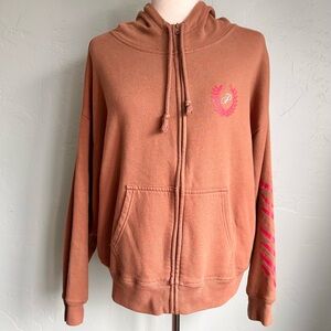 Victoria's Secret Pink Brown Tan Full Zip Hoodie Size Medium EUC